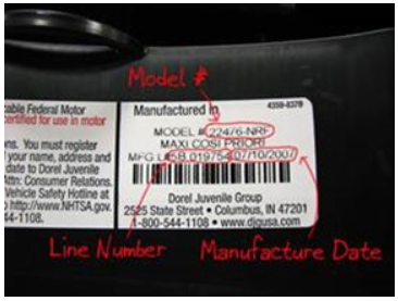 Where Is The Model Number And Date Of Manufacture Located On My Car Seat